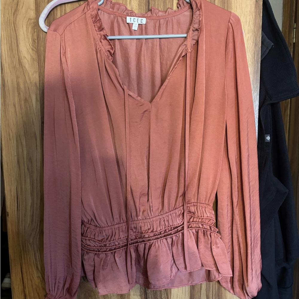 TCEC Coral Ruffled Blouse